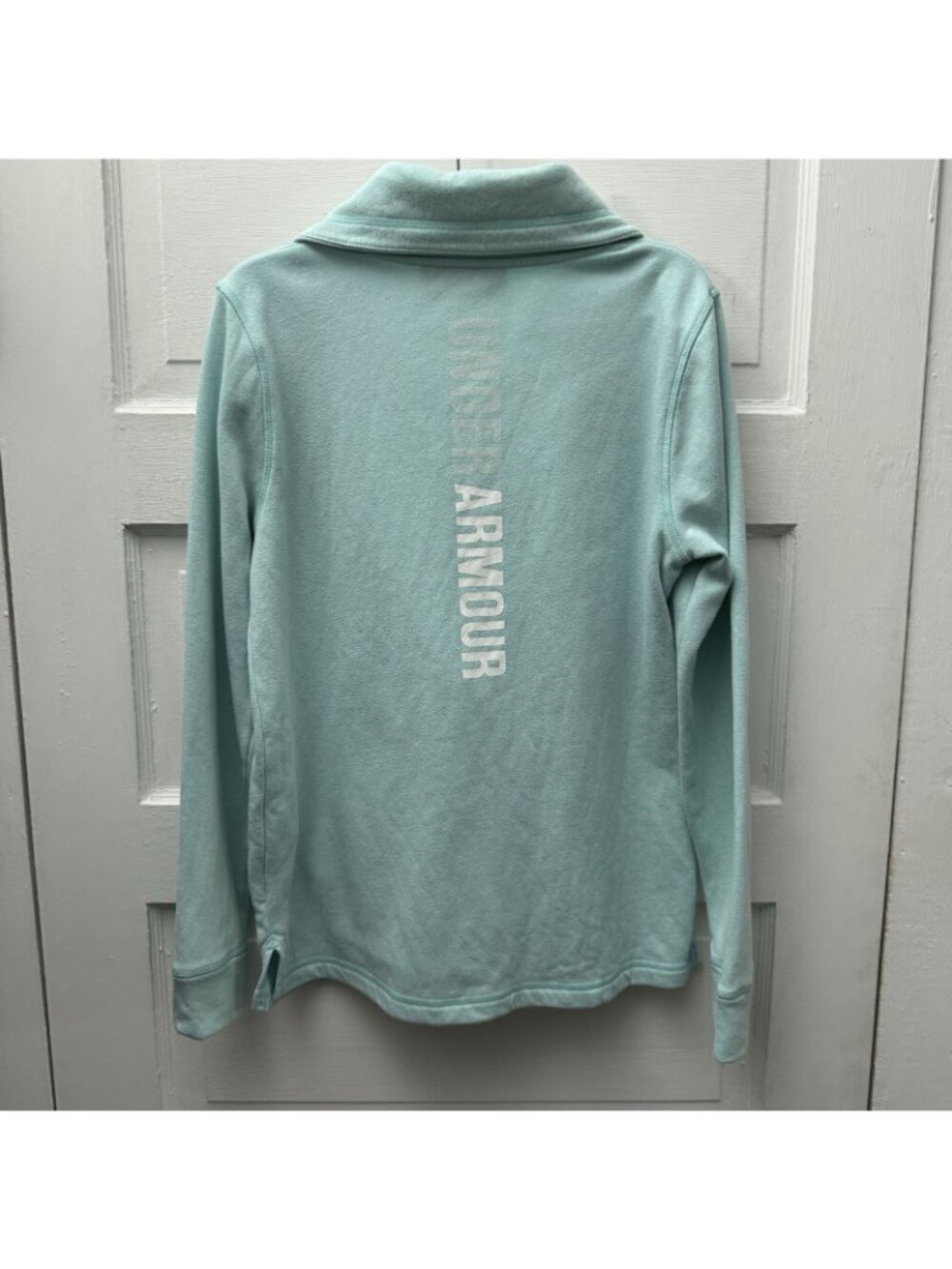 Under Armour Women’s Small Mint Fleece 1/4 Zip Pullover Sweatshirt Logo - Picture 3 of 7